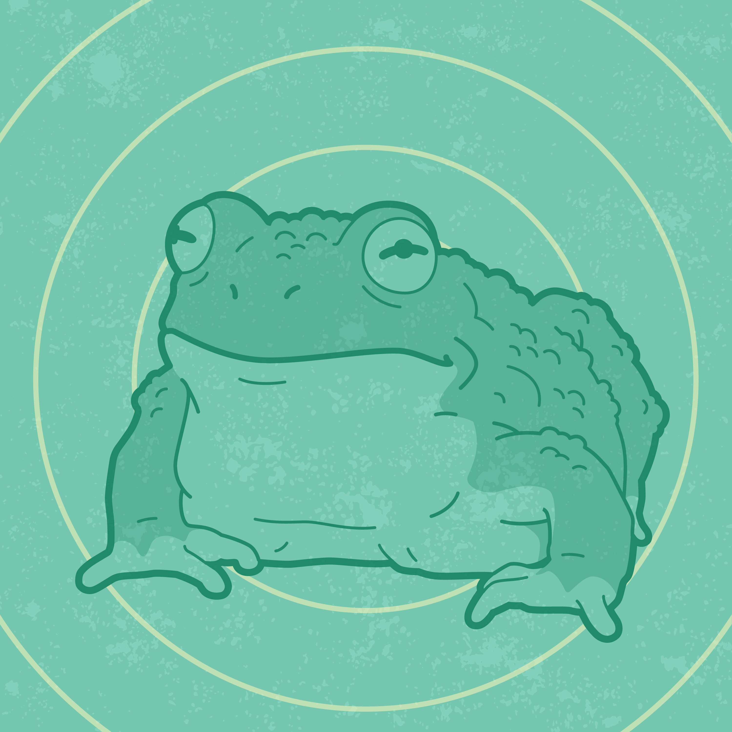 Graphic of a toad is shown with concentric circles in the background.