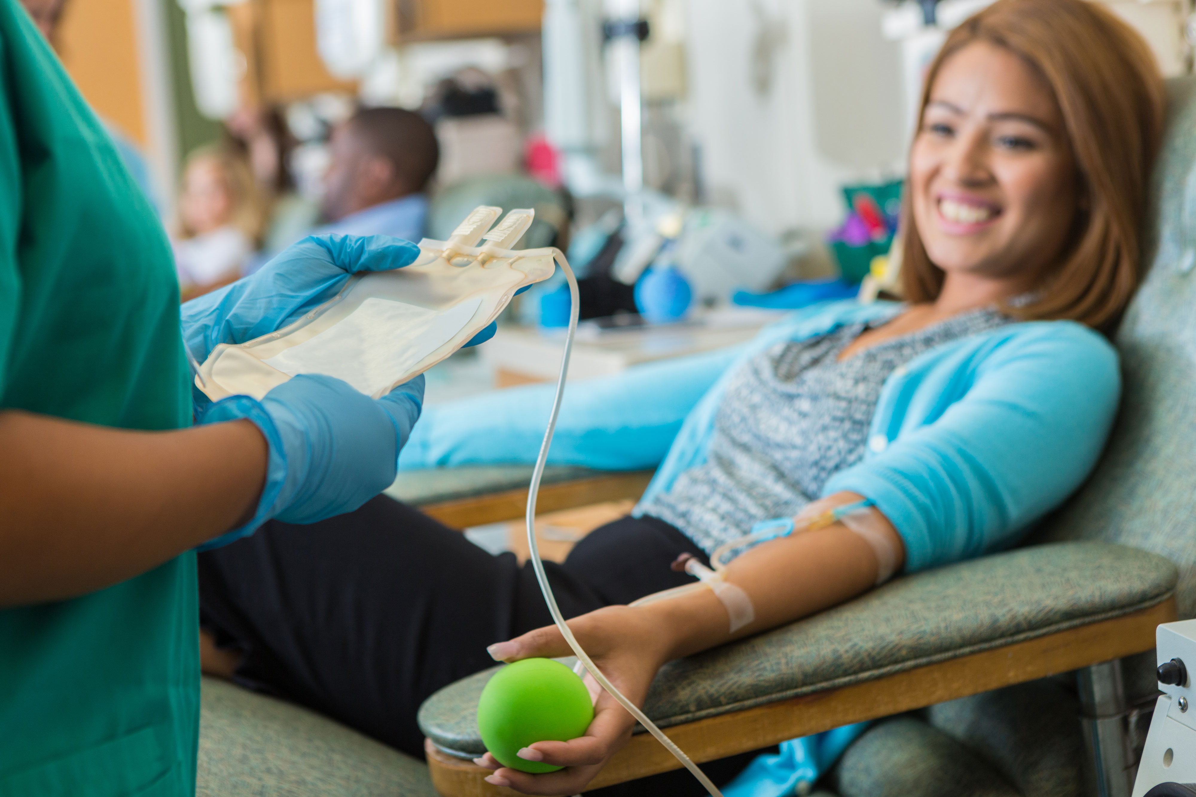 Woman donating blood