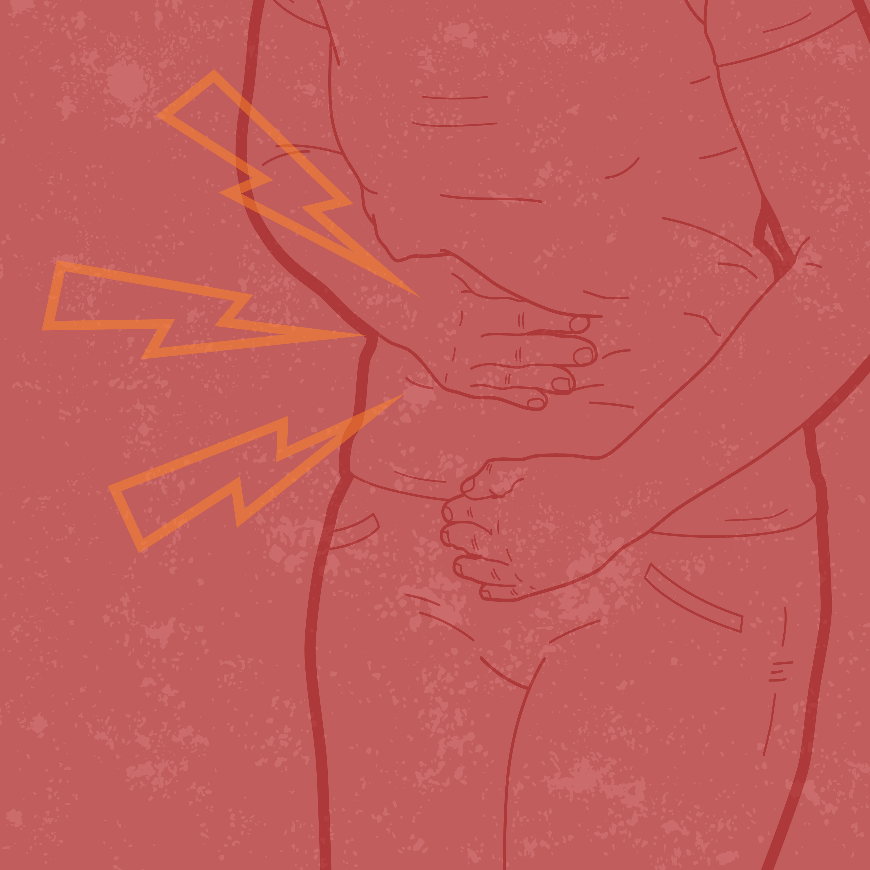 Graphic of person clutching stomach