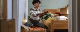 Woman working on spring cleaning
