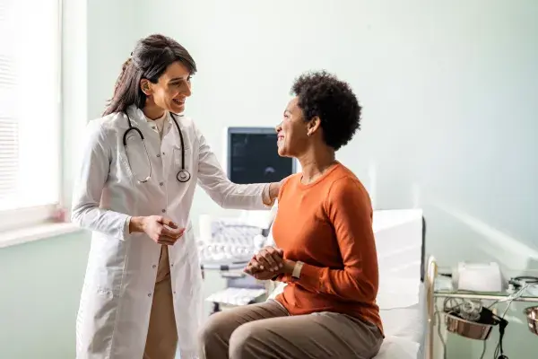 Healthcare provider with a patient