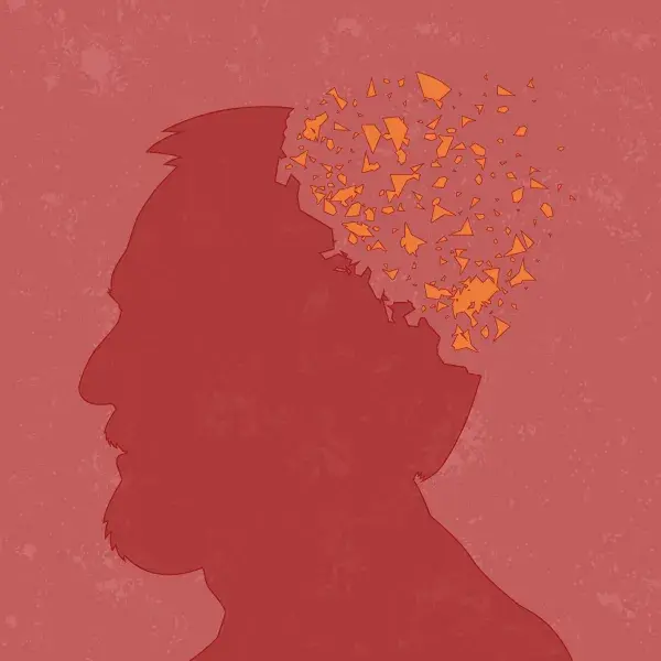 Graphic showing man with memory problems