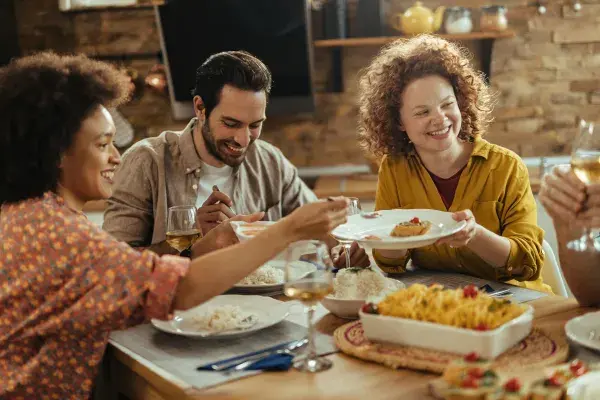Group of friends enjoying a meal