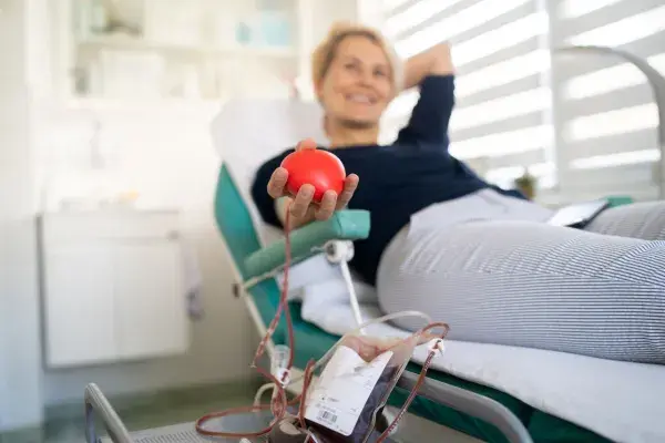 woman donating blood