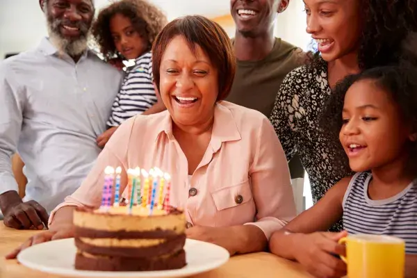 Family celebrating birthday