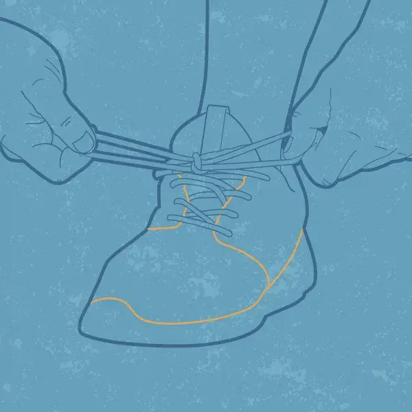 Graphic of hands tying an athletic shoe