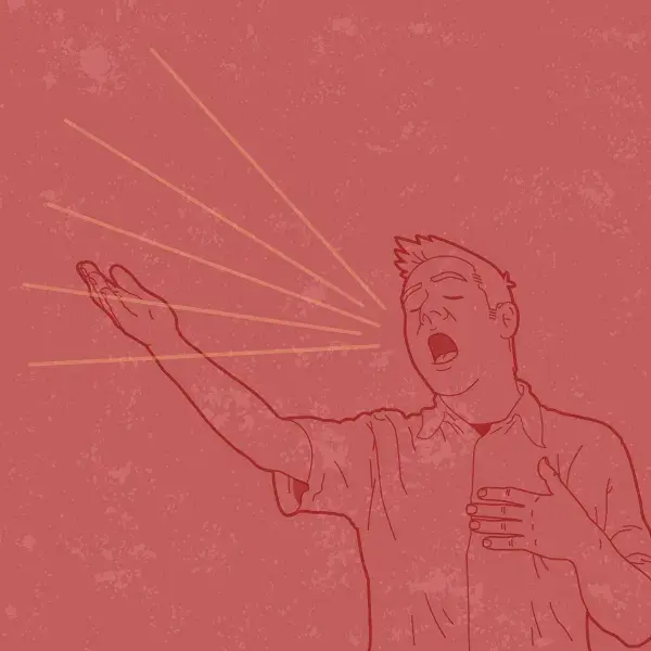 Graphic of person loudly burping