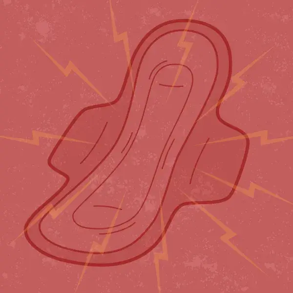 Menstrual blood graphic, showing sanitary pad