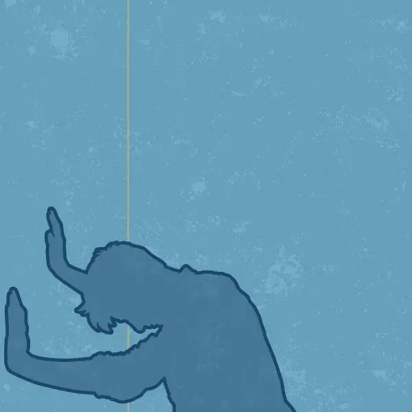 Graphic of person with hands against a wall