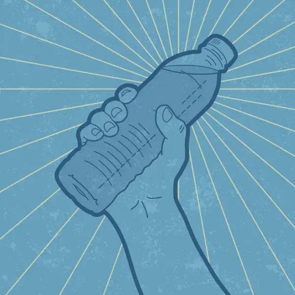 Graphic of person holding up a bottle of water