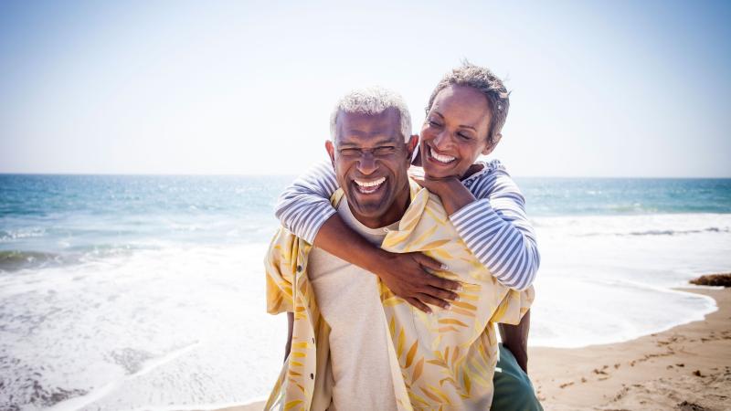 Happy couple on the beach