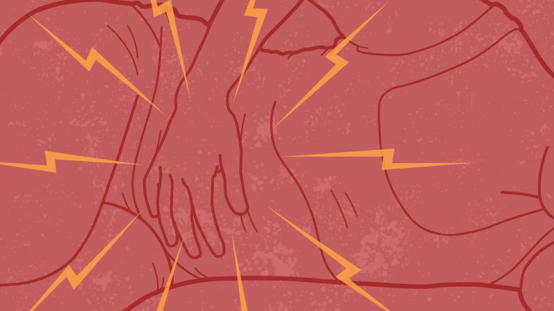 Person holding their stomach
