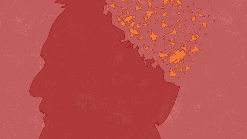 Graphic showing man with memory problems