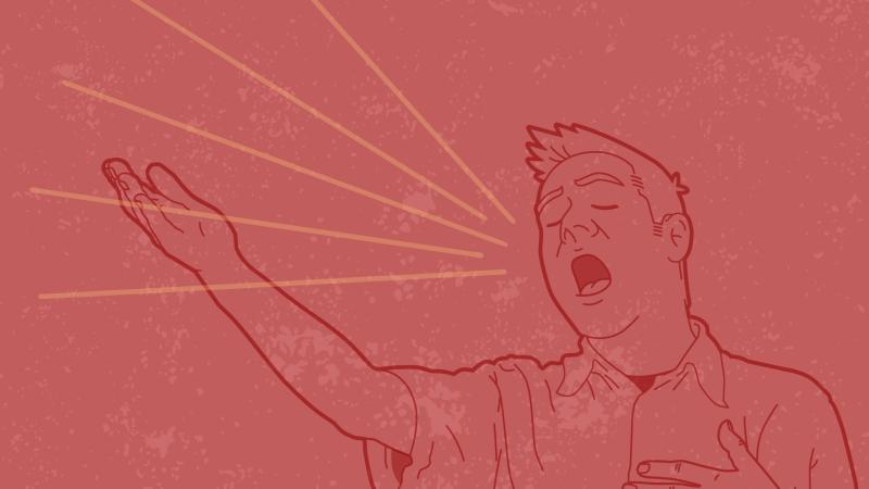 Graphic of person loudly burping