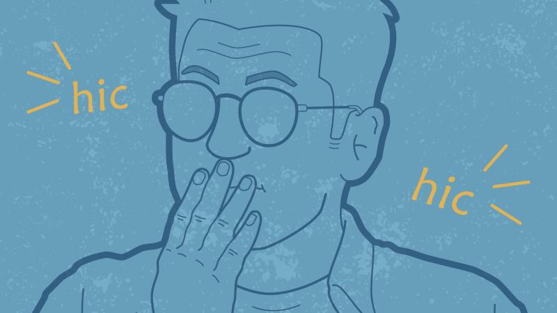 Graphic of man hiccupping