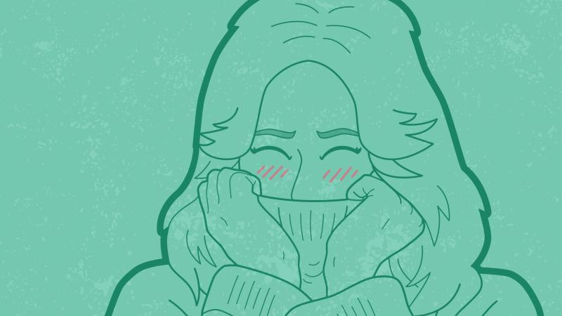 Graphic of woman blushing