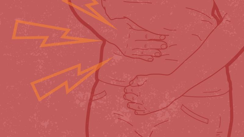 Graphic of person clutching stomach