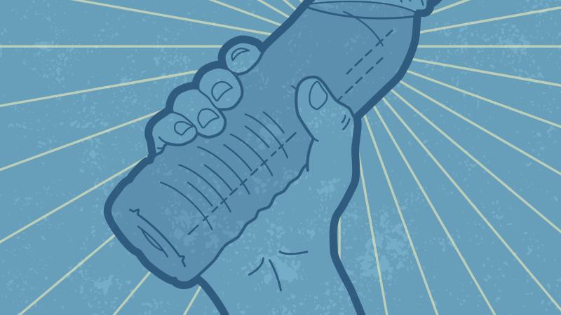 Graphic of person holding up a bottle of water