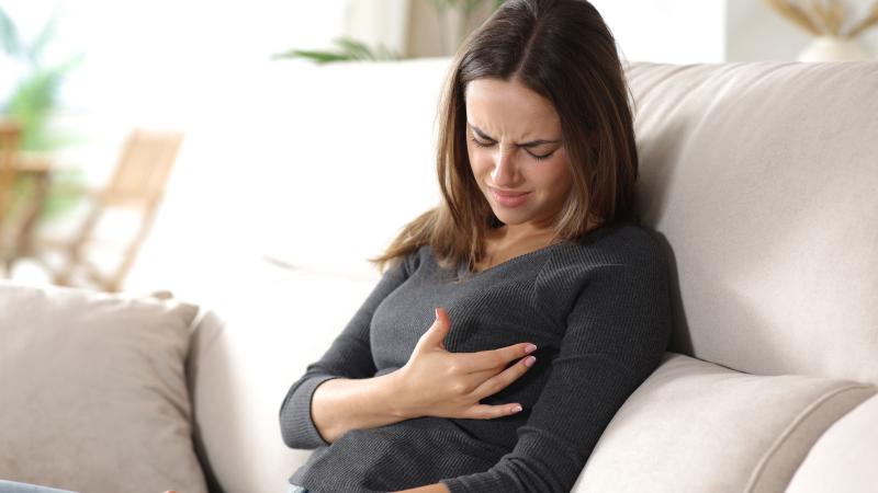 Woman with breast pain