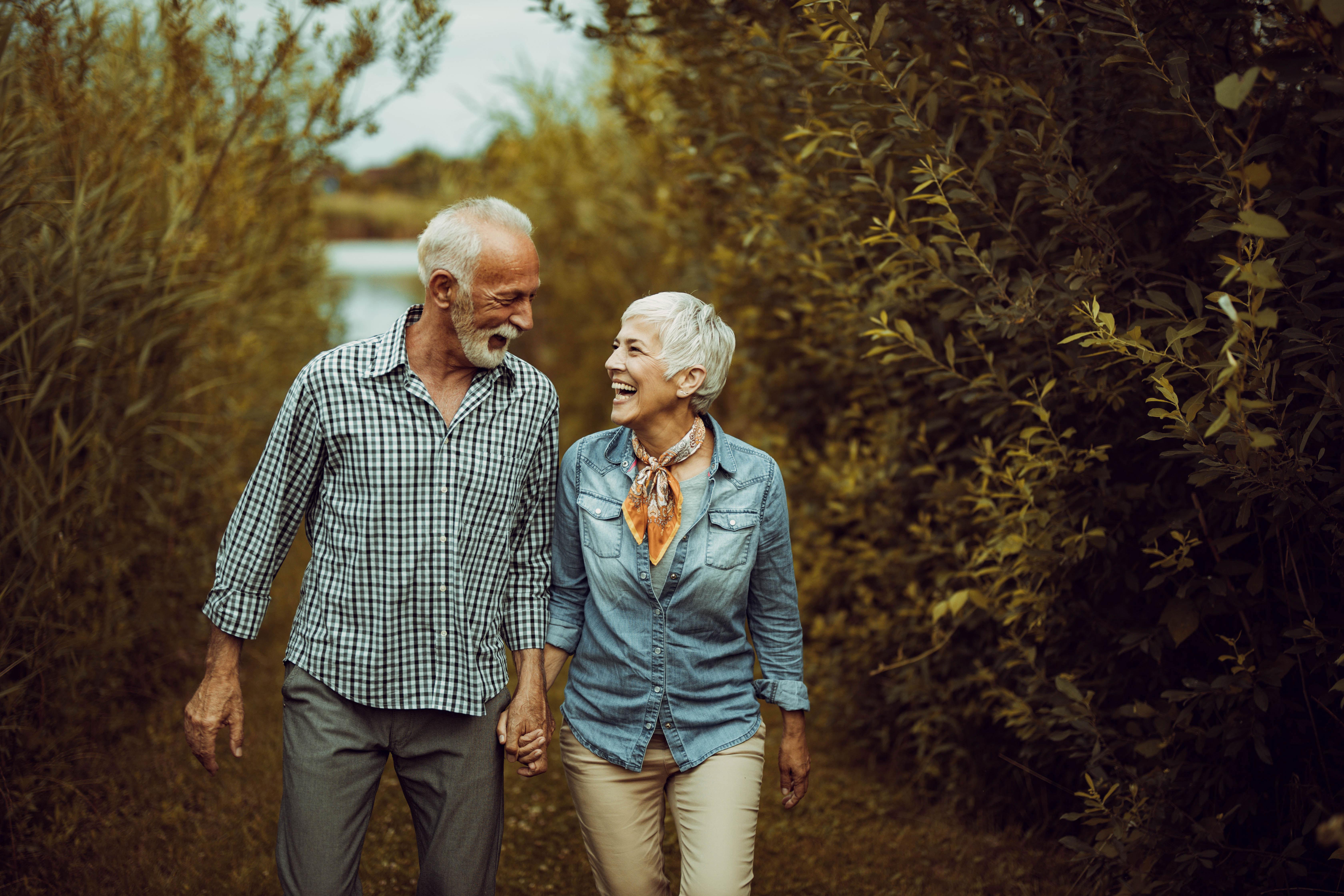 Happy couple walking