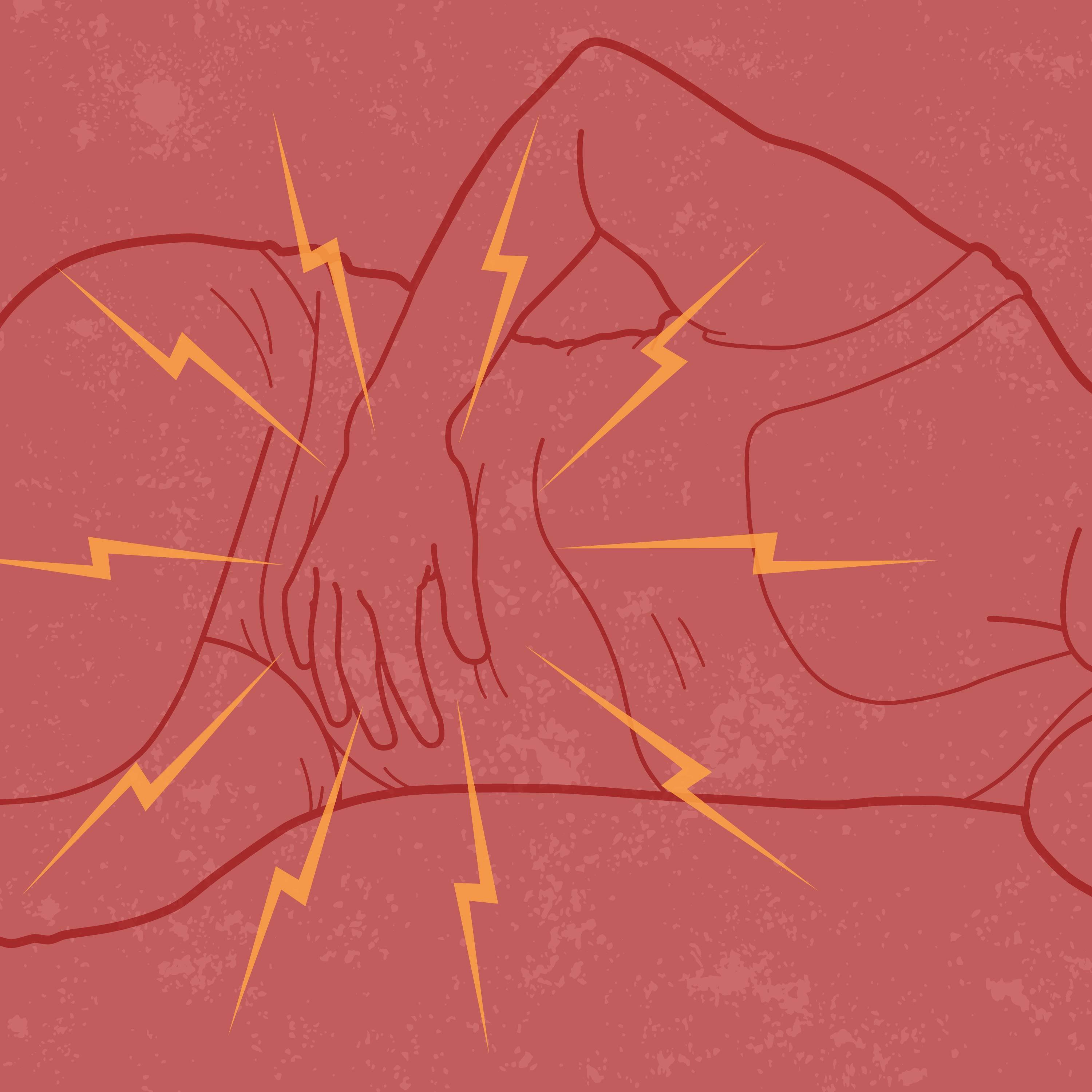 Person holding their stomach