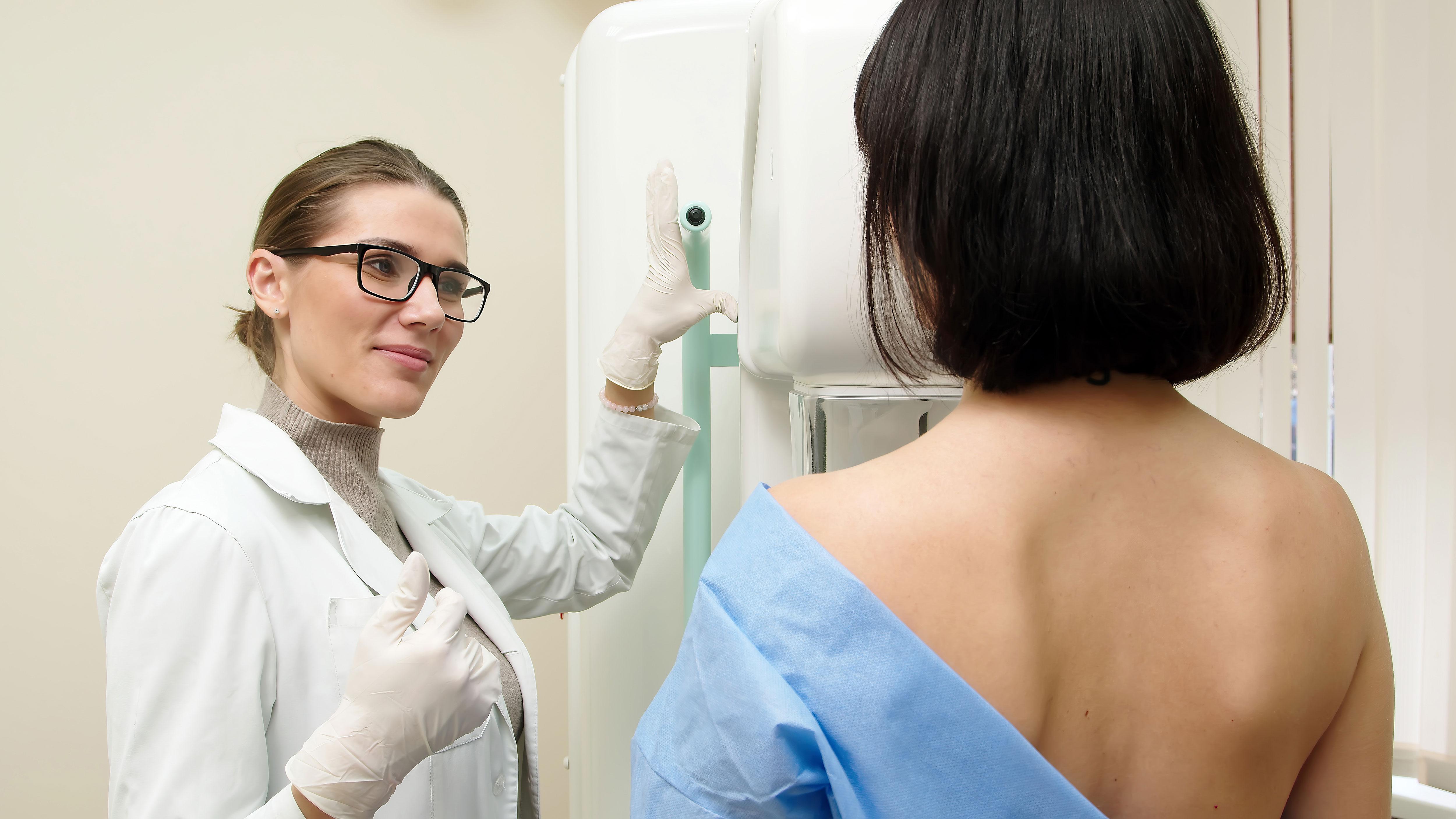 Woman about to get her yearly mammogram