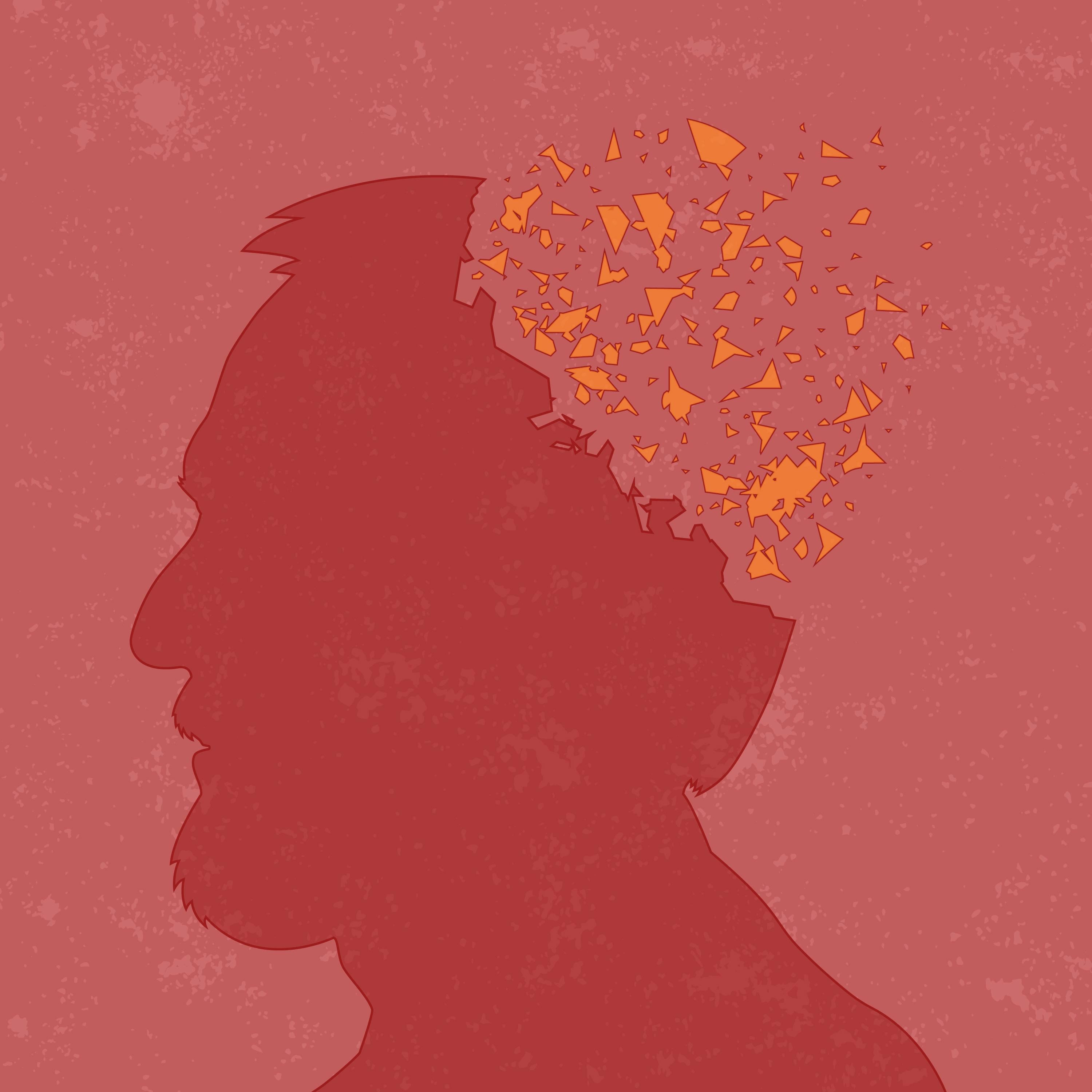 Graphic showing man with memory problems