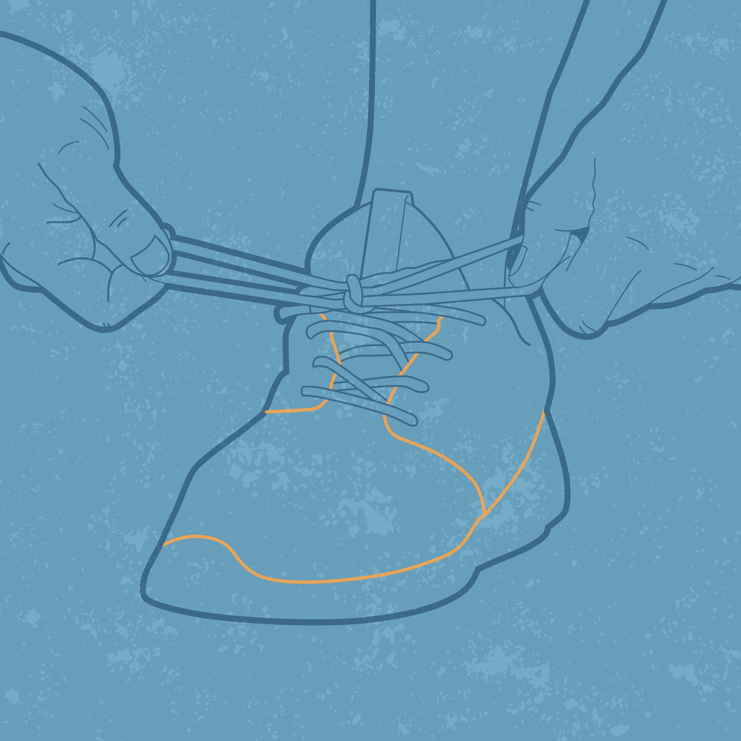Graphic of hands tying an athletic shoe
