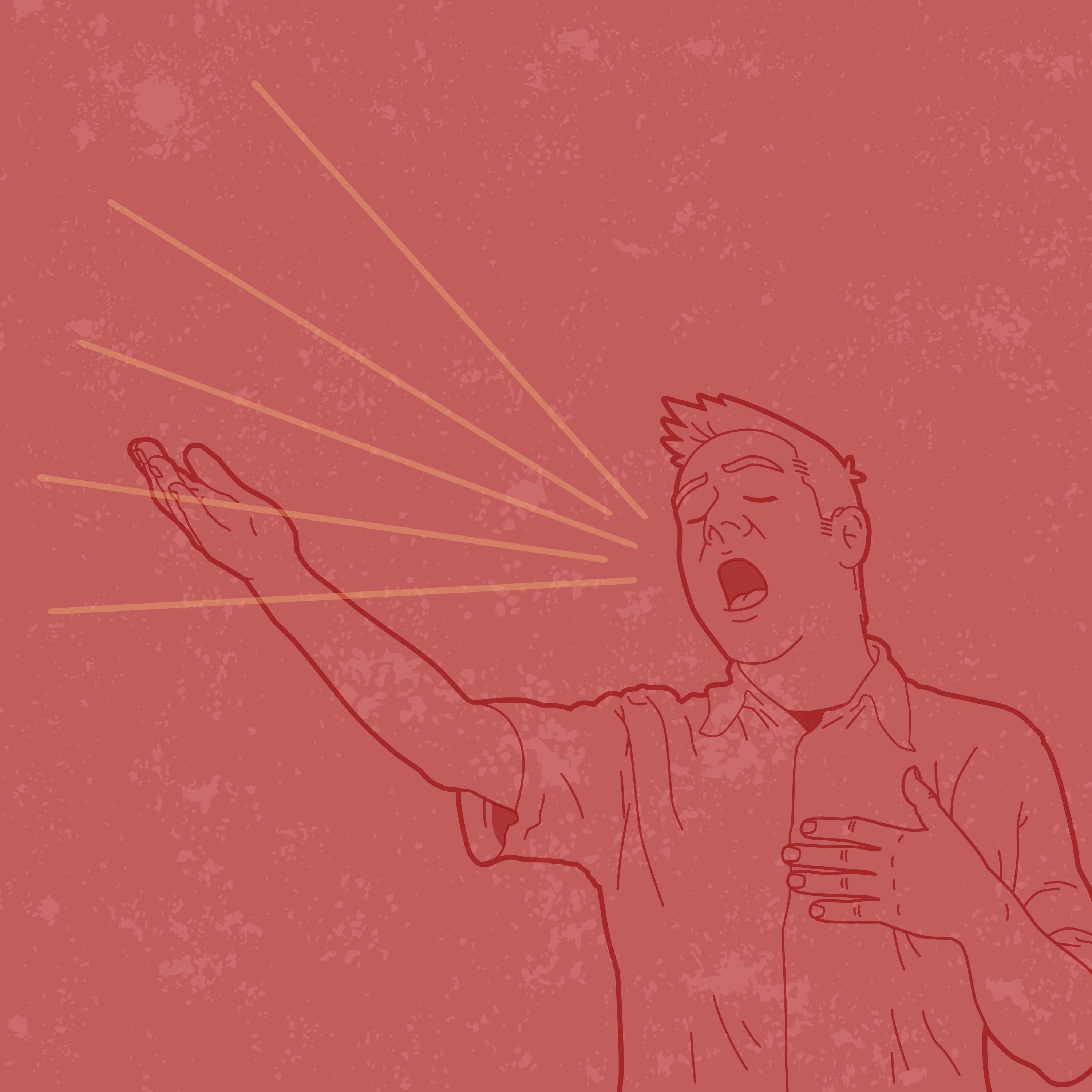 Graphic of person loudly burping