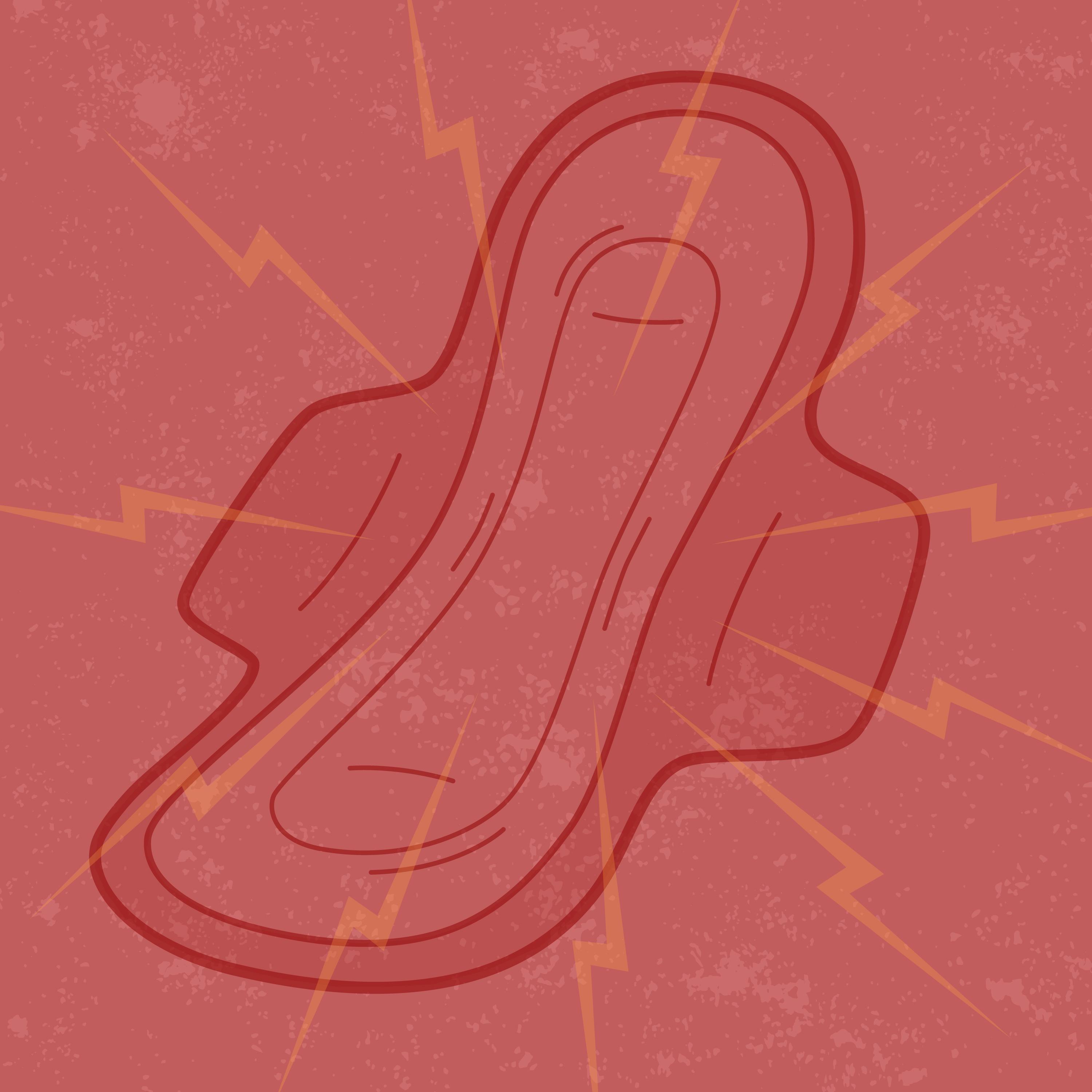 Menstrual blood graphic, showing sanitary pad