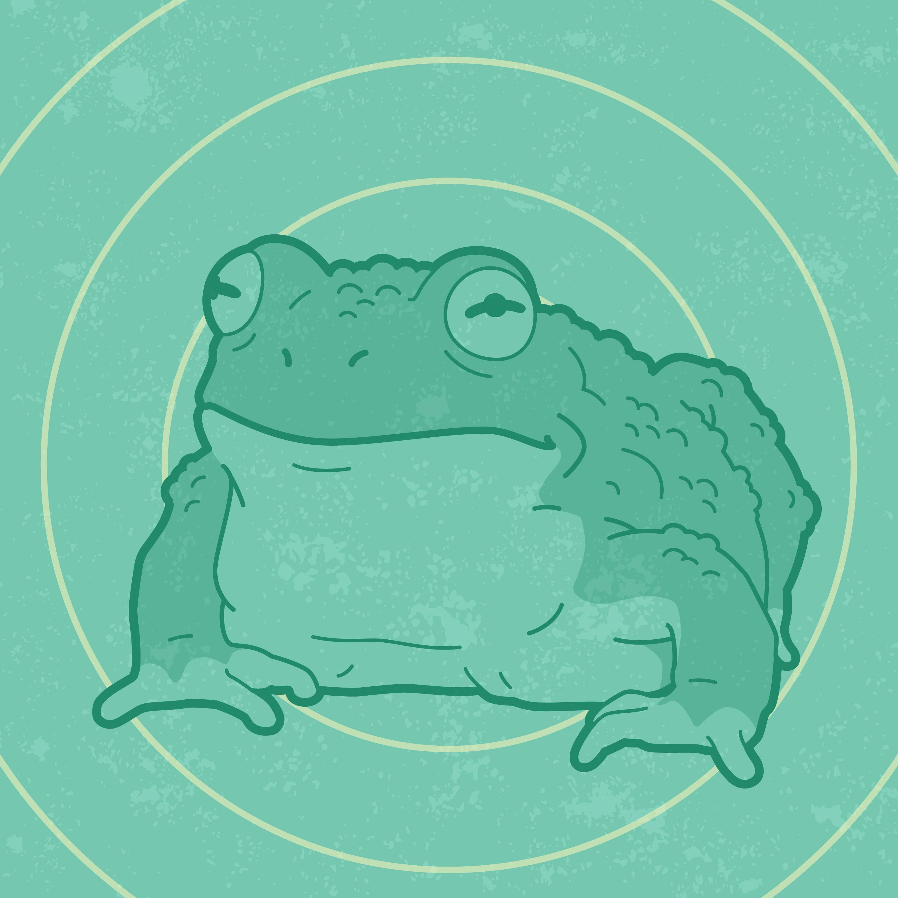 Graphic of a toad is shown with concentric circles in the background.