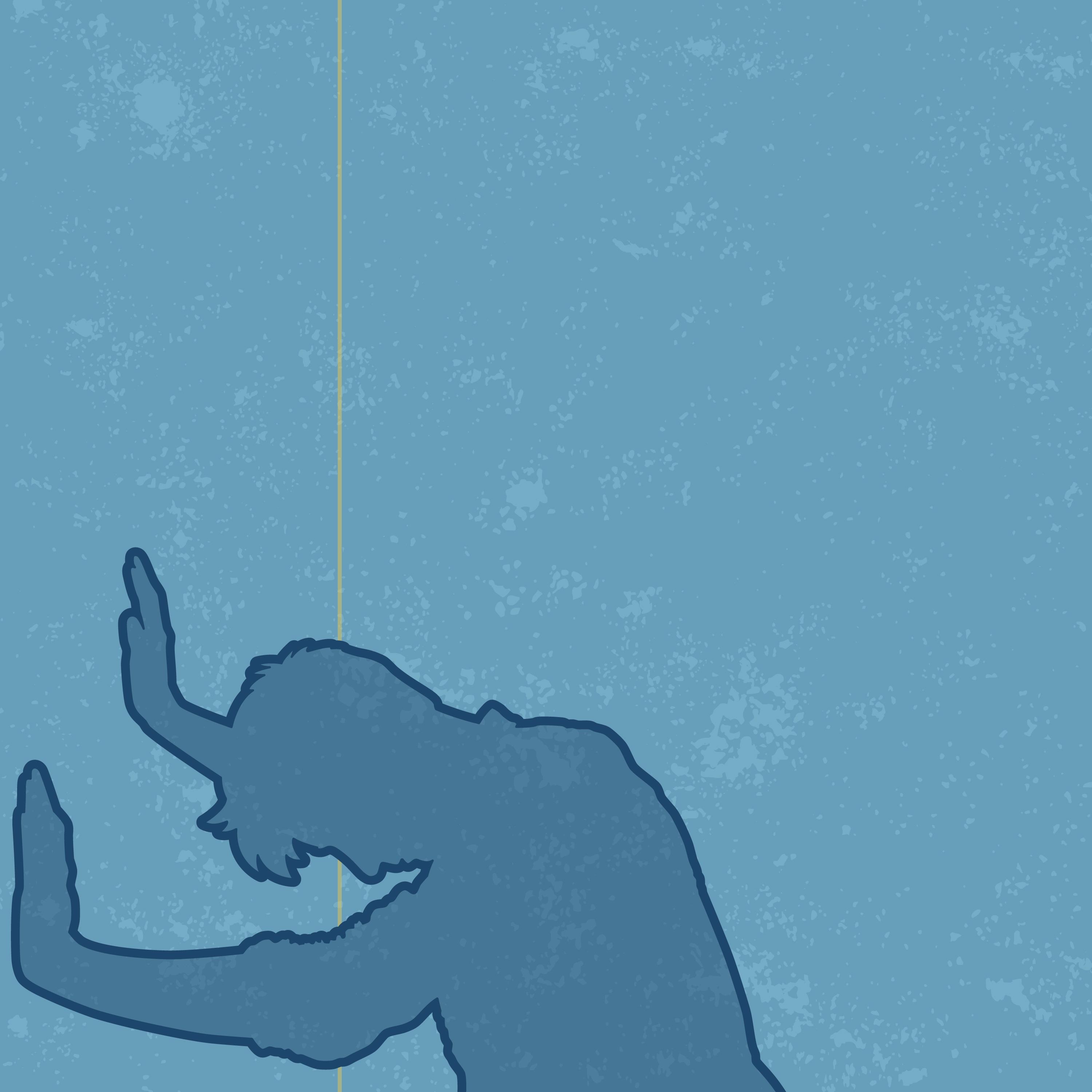 Graphic of person with hands against a wall