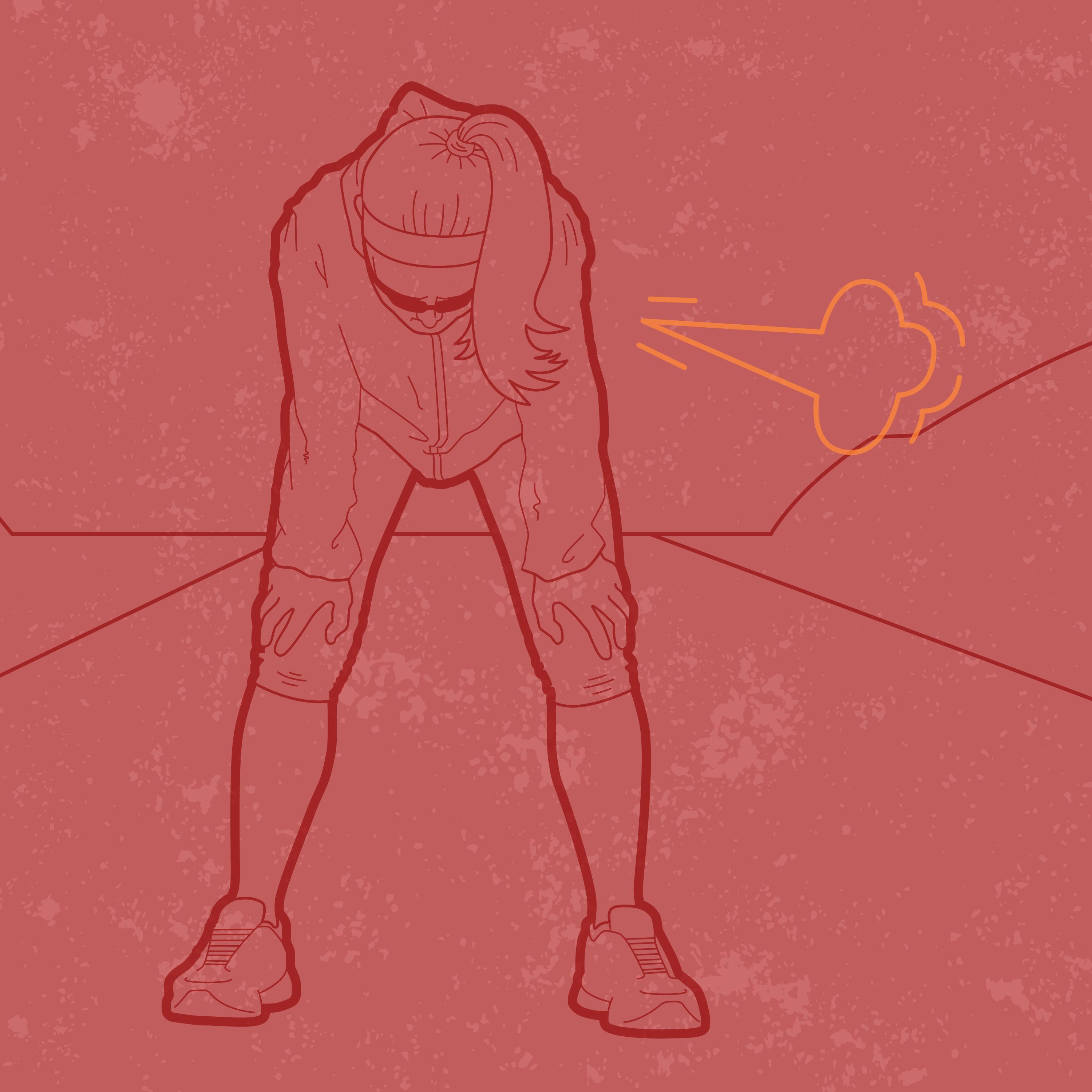 Graphic of an out-of-breath female athlete