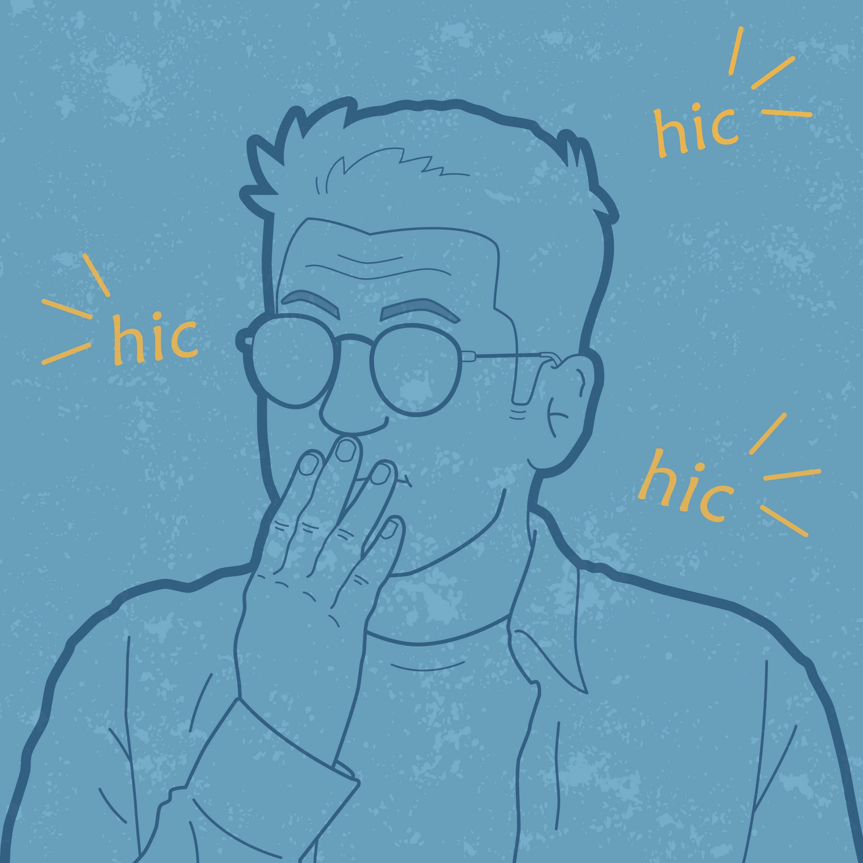 Graphic of man hiccupping