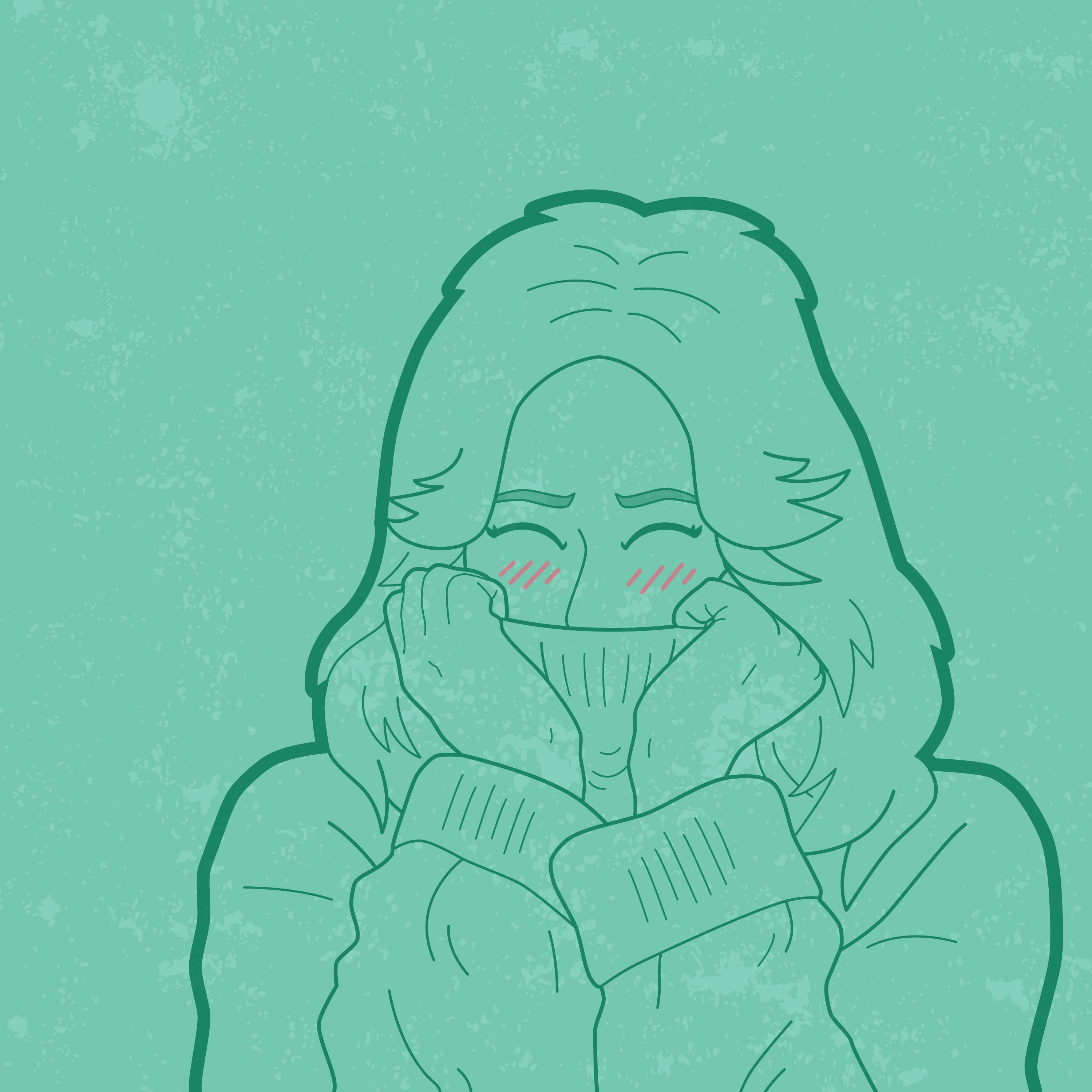 Graphic of woman blushing