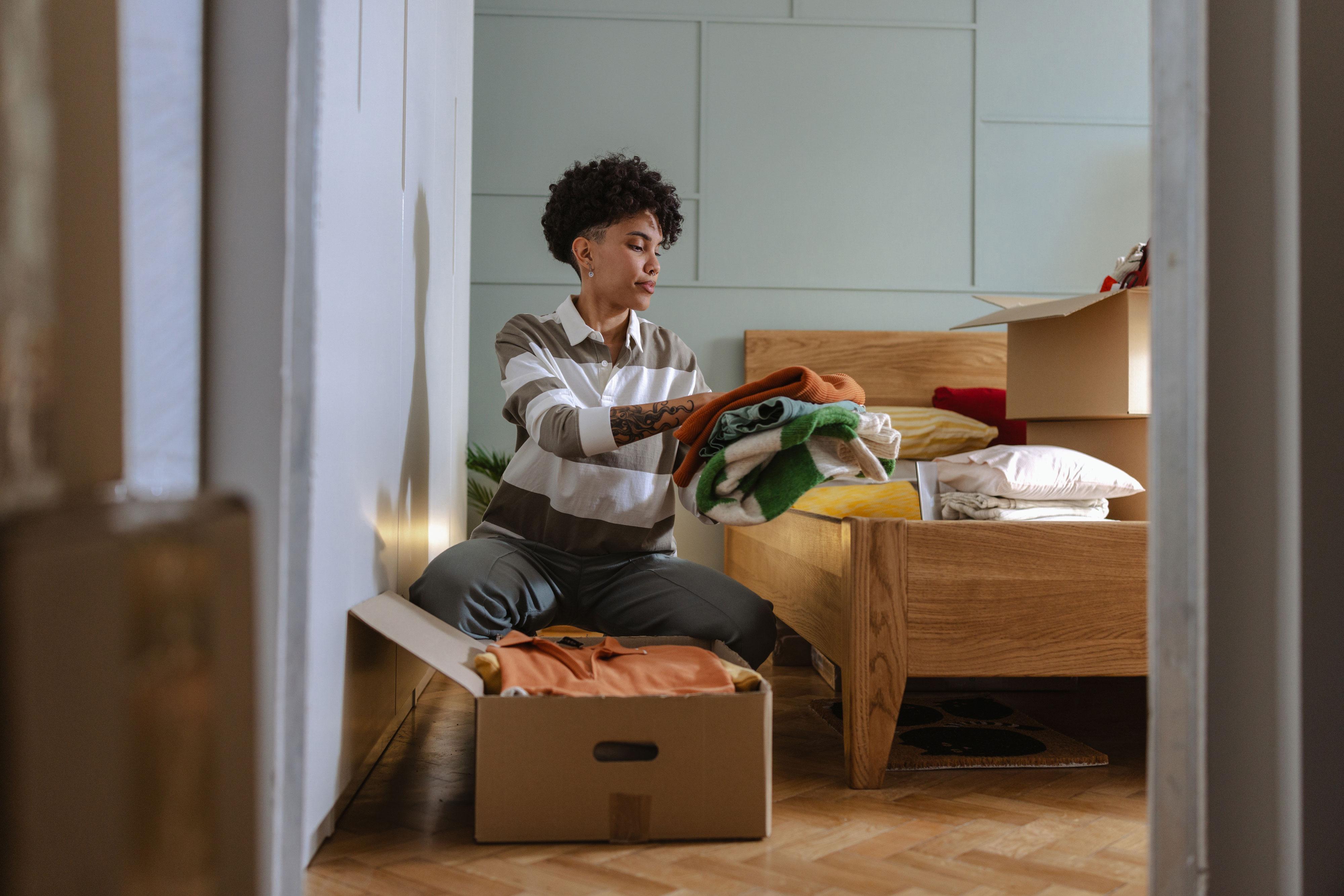 Woman working on spring cleaning