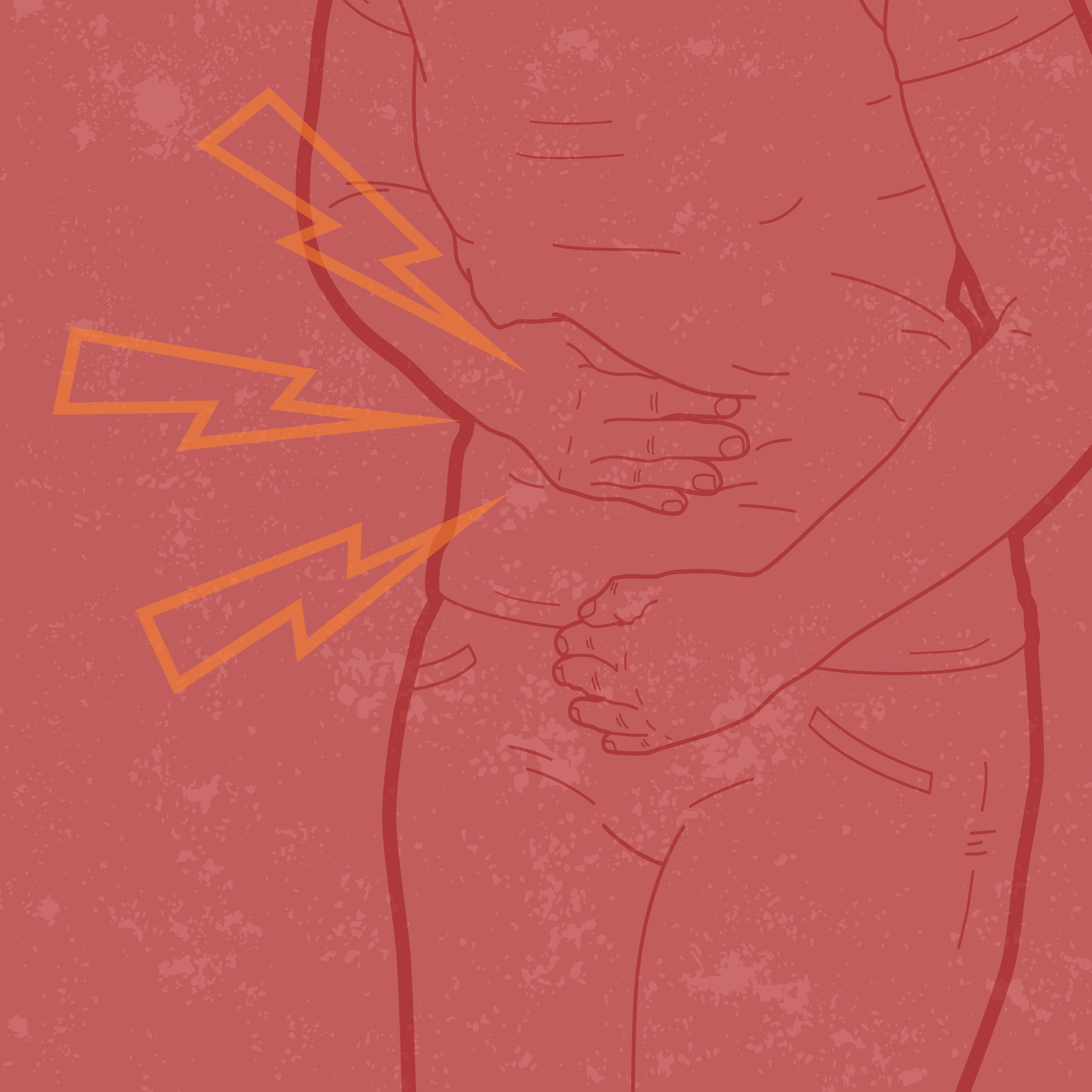 Graphic of person clutching stomach