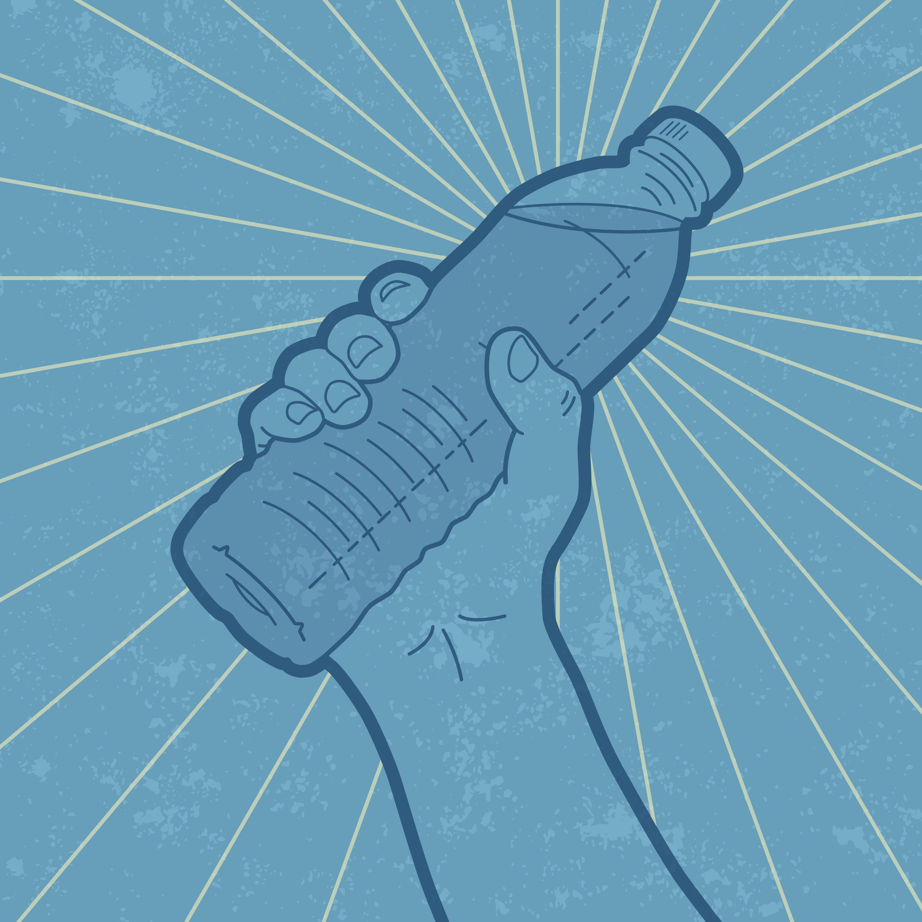 Graphic of person holding up a bottle of water