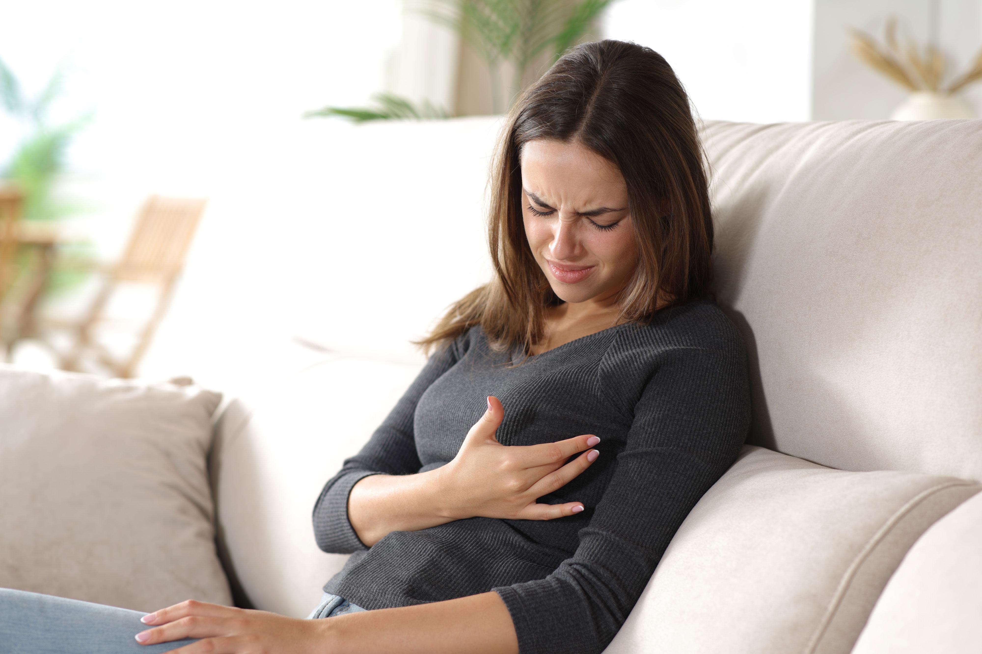 Woman with breast pain
