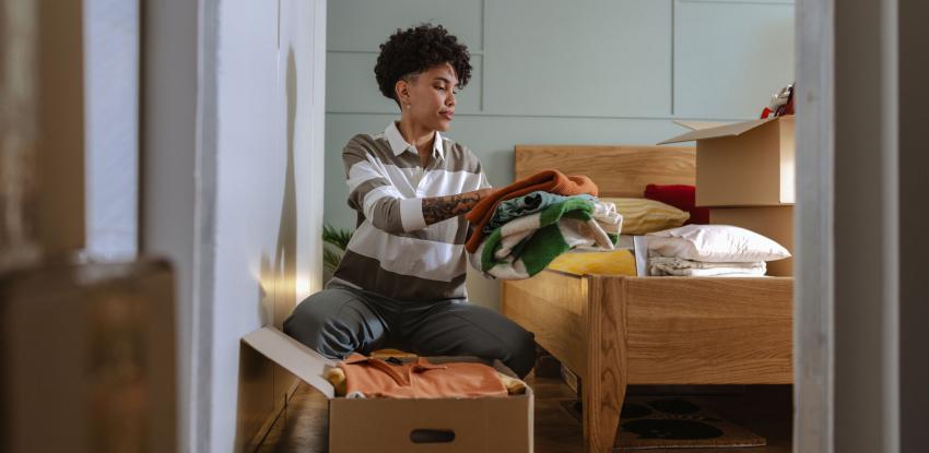 Woman working on spring cleaning