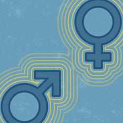 Hormones graphic, showing male and female symbols