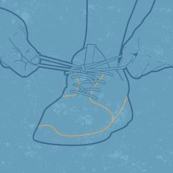 Graphic of hands tying an athletic shoe