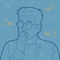 Graphic of man hiccupping