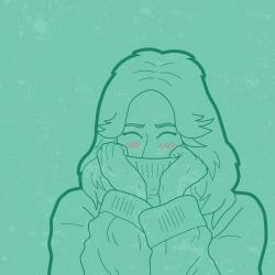Graphic of woman blushing