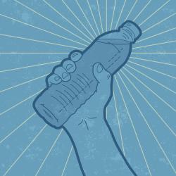 Graphic of person holding up a bottle of water